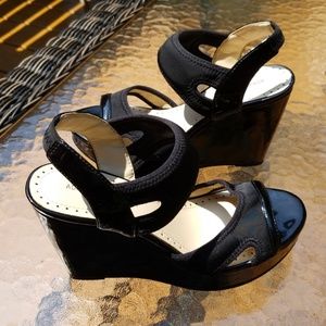 Patent Leather Wedge Platform Sandles